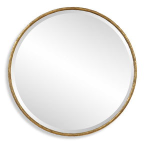 Sutton Aged Gold Round Mirror by Uttermost - View 1