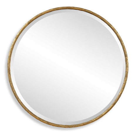 Sutton Aged Gold Round Mirror by Uttermost - View 1