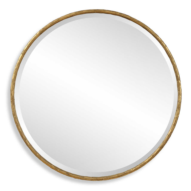 Sutton Aged Gold Round Mirror by Uttermost - View 1