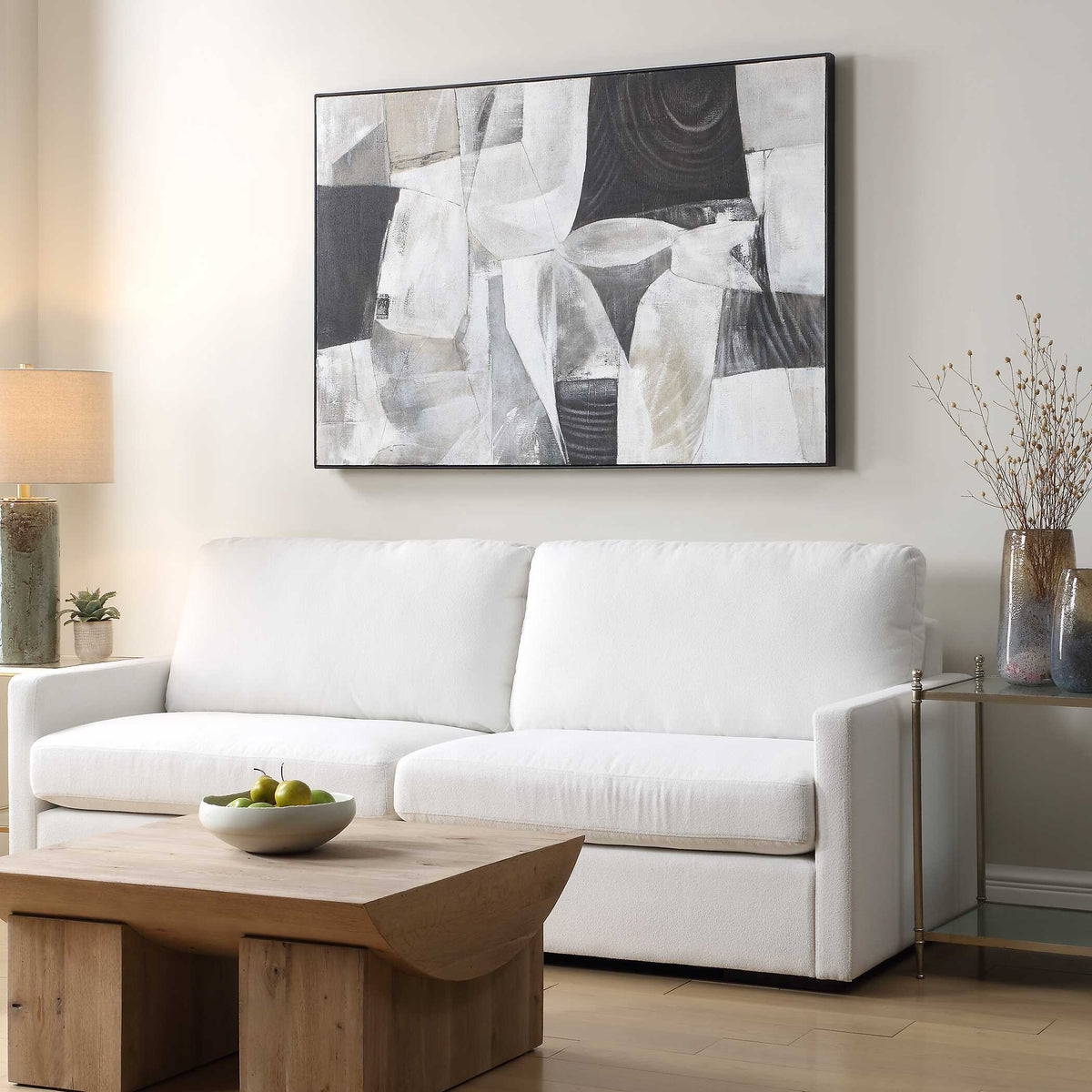Folding Time Framed Abstract Art Black / Brown / Gray / White - Black / Gray by Uttermost - View 3