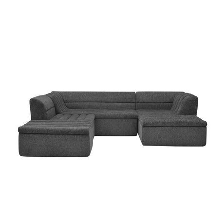 135' U-Shaped Modular Sectional Sofa with Chaise and Movable Ottoman for Living Room, Chenille Upholstered Boneless Couches with Wave-Shaped Armrest, No Pillows Included - sold by Home Elegance USA