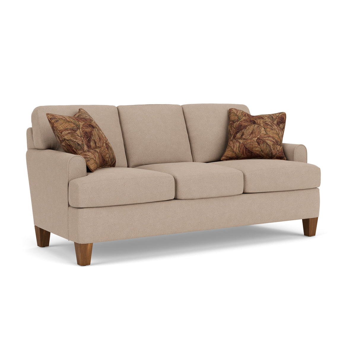 Moxy Fabric Sofa, T-Shaped Seat Cushion, Rounded Mailbox Arms | Flexsteel