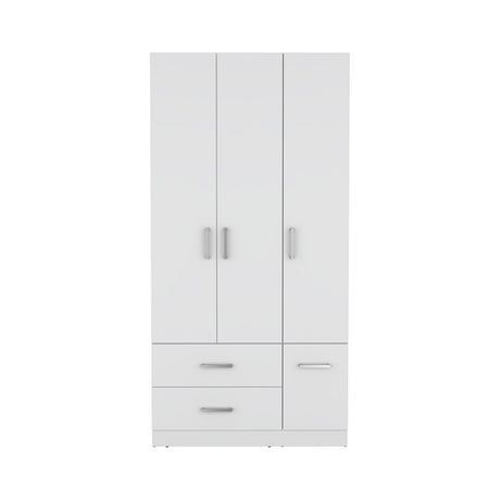 Armoire Wardrove 71', 4 Doors, Hanging Rod, 3 Cabinets, 6 Shelves, White - sold by Home Elegance USA