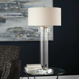 Monette Tall Cylinder Lamp - Silver / Beige by Uttermost - View 2