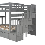 Full Over Full Bunk Bed with Shelves and 6 Storage Drawers, Gray(Old SKU:LT000046AAE) - sold by Home Elegance USA