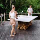 Stonewood Indoor-Outdoor Ping-Pong Dining Table White / Woodtone - Light Brown / White by Uttermost - View 4