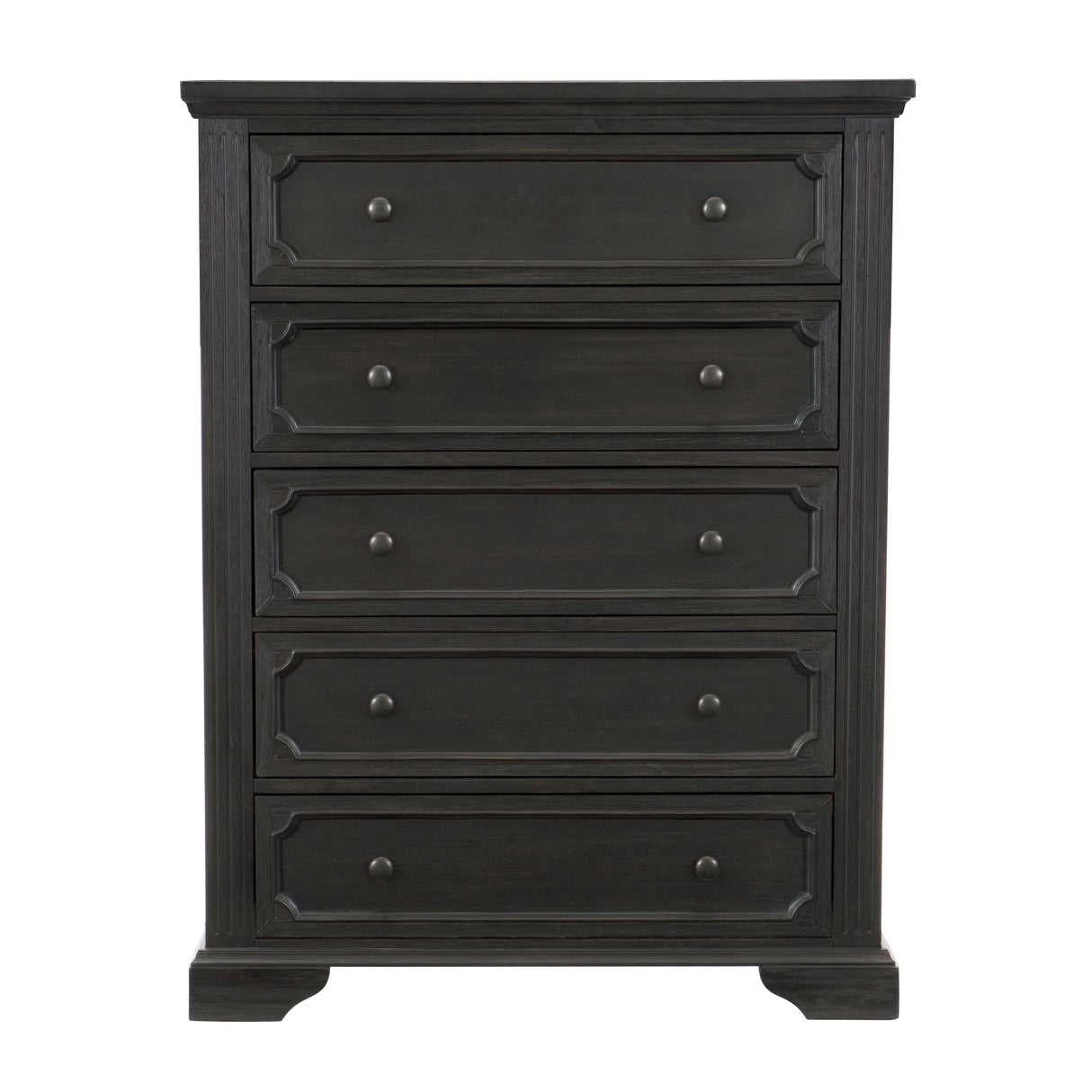 Traditional Design 5-Drawers Storage Chest 1pc Charcoal Finish Rustic Style Bedroom Furniture
