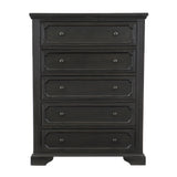 Traditional Design 5-Drawers Storage Chest 1pc Charcoal Finish Rustic Style Bedroom Furniture