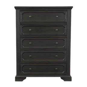 Traditional Design 5-Drawers Storage Chest 1pc Charcoal Finish Rustic Style Bedroom Furniture