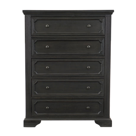 Traditional Design 5-Drawers Storage Chest 1pc Charcoal Finish Rustic Style Bedroom Furniture