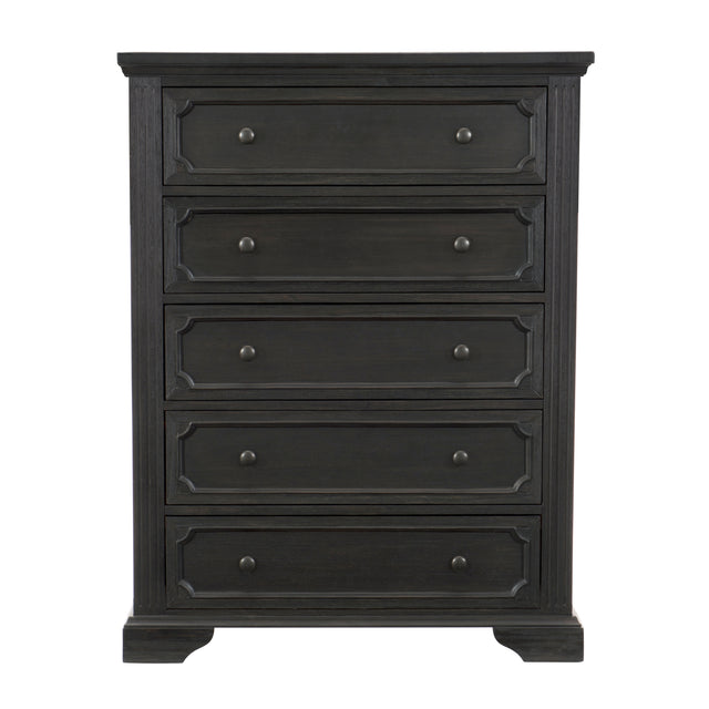Traditional Design 5-Drawers Storage Chest 1pc Charcoal Finish Rustic Style Bedroom Furniture
