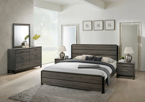 Ioana Antique Grey Wood 5-piece King Size Bedroom Set, Dresser, Mirror, 2 Night Stands - sold by Home Elegance USA