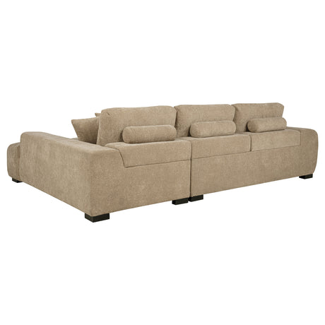 Plather Camel Upholstered Sectional Chaise Sofa - sold by Home Elegance USA