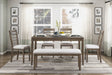 Stylish 6-Piece Dining Table Set with Bench Side Chairs Comfortable Light Brown Finish Wooden Dining Furniture