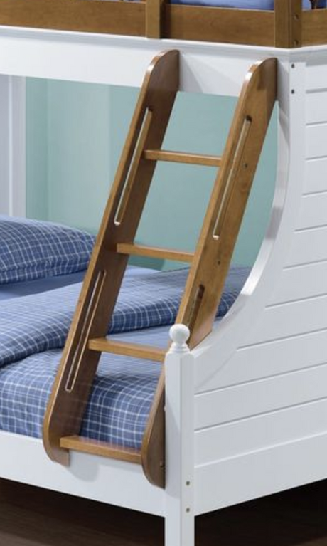 Farah Oak & White Finish Twin/Full Bunk Bed - sold by Home Elegance USA