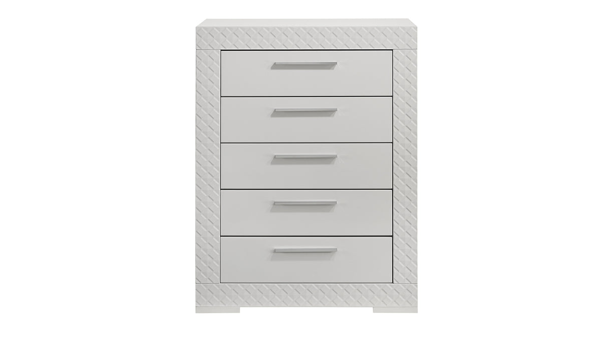 Blanca Modern Style 5-Drawer Chest Made with Wood in White