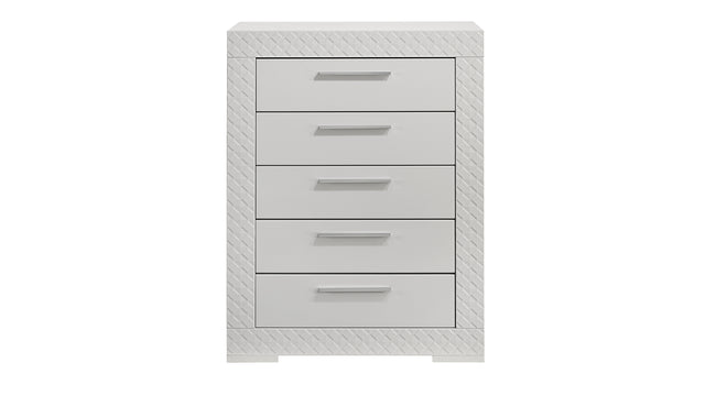 Blanca Modern Style 5-Drawer Chest Made with Wood in White