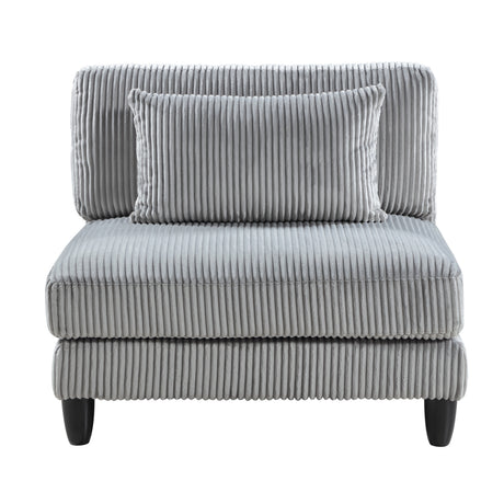 6pc Modular Sectional Set Gray Corduroy Upholstery 2x Armless Chairs 2x Corner Seats 2x Ottomans Pillows Living Room Furniture - sold by Home Elegance USA