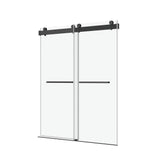 60" W x 76" H Double Sliding Frameless Soft - Close Shower Door with Premium 3/8 Inch (10mm) Thick Tampered Glass in Matte Black Stainless Steel 22D02 - 60MB - W157368837 - image - 7