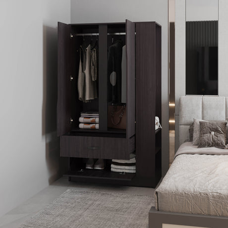 Armoire 71.1' H, 3 Doors, 1 Drawer, Black Wengue - Bedroom - sold by Home Elegance USA