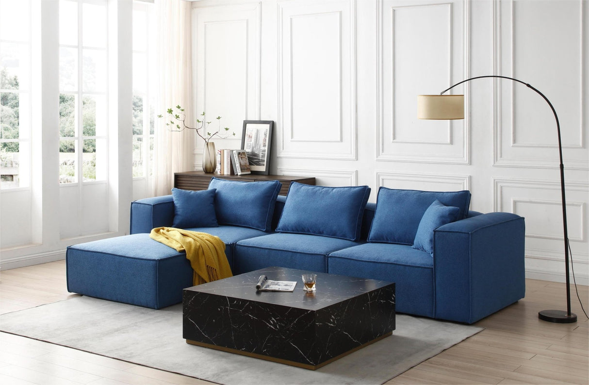 4 - Piece Upholstered Sectional Sofa in Blue - W876S00084 - image - 7