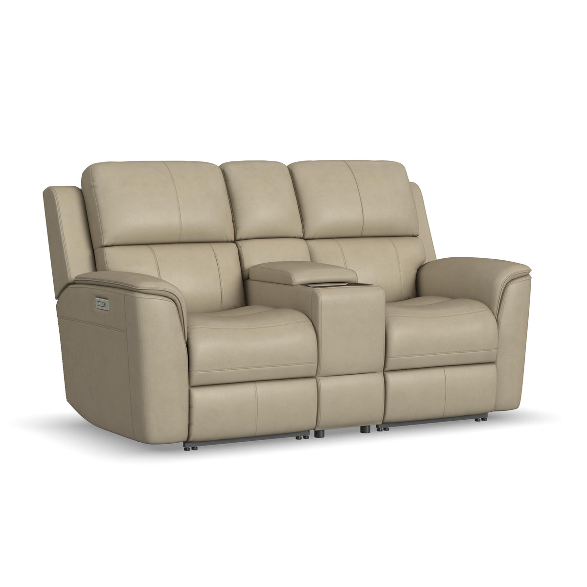 Henry Power Reclining Loveseat With Console & Power Headrests & Lumbar - Beige | Flexsteel