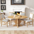 TREXM Farmhouse 5-Piece Dining Table Set with 4 Upholstered Chairs, Wood Extendable Dining Table with 15.7' Leaf for Extra Seating for Dining Room, Kitchen and Living Room (Natural Wood Wash) - sold by Home Elegance USA
