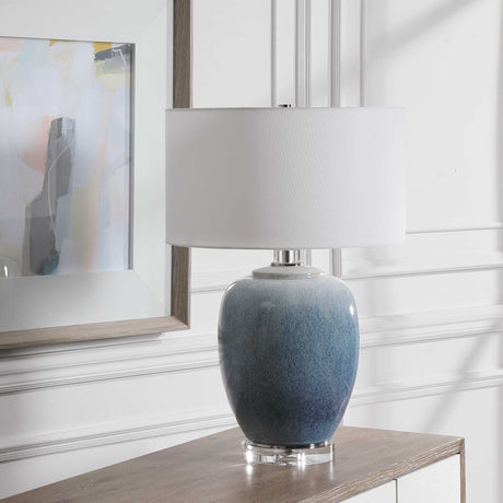 Blue Waters Ceramic Table Lamp - Blue / White by Uttermost - View 3