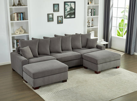 Modular Sectional Sofa,5 Seater Oversized Convertible L & U Shaped Couch, Corduroy Fabric - sold by Home Elegance USA