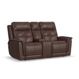 Ranger Power Reclining Loveseat With Console, Power Headrest, Lumbar, Heat & Massage - Rustic Brown | Flexsteel