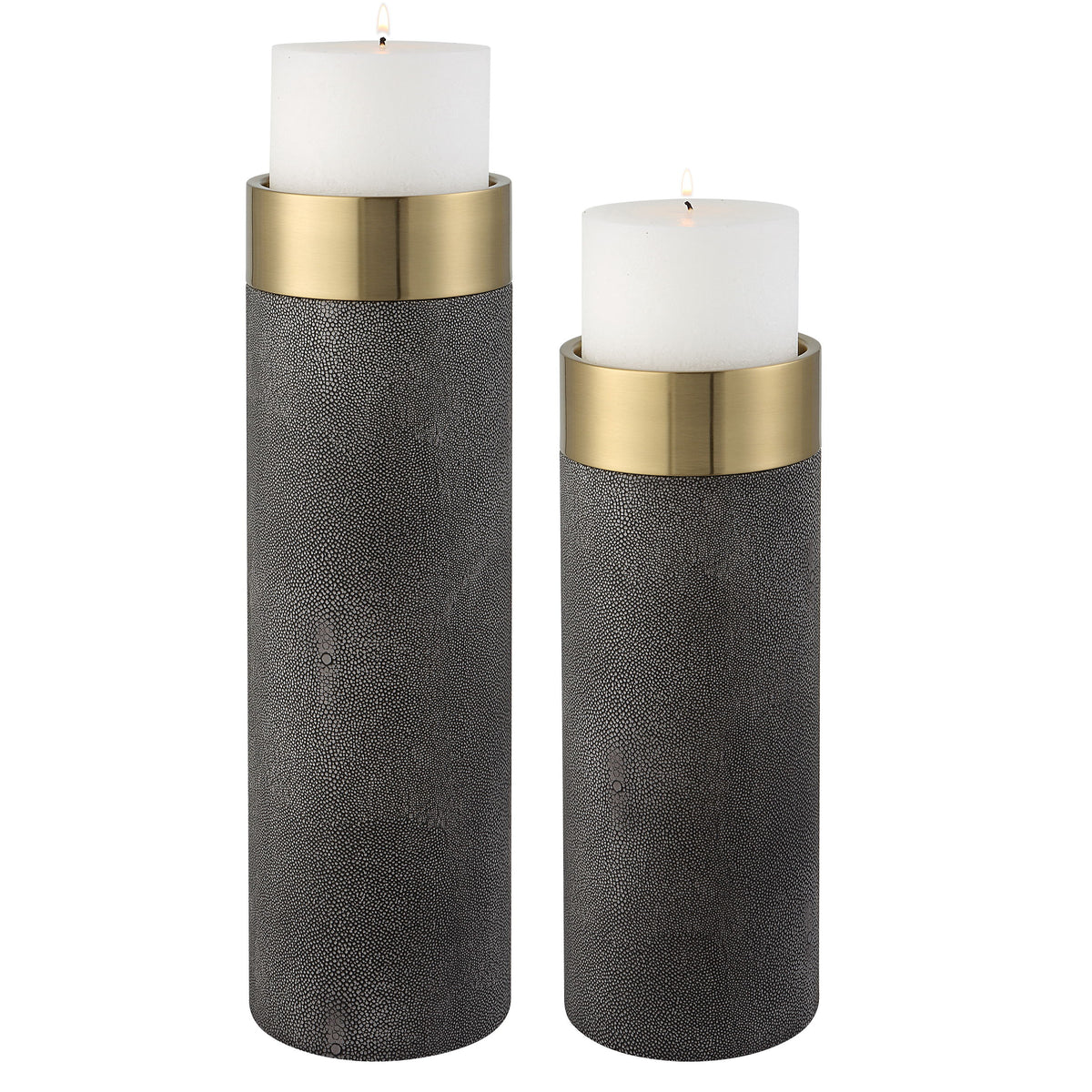 Wessex Gray Candleholders (Set of 2) - Dark Gray by Uttermost - View 1