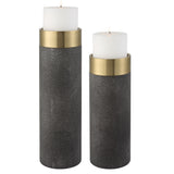 Wessex Gray Candleholders (Set of 2) - Dark Gray by Uttermost - View 1