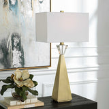 Arete Modern Brass Table Lamp - Gold / White by Uttermost - View 2