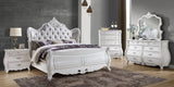 Opulence Modern Style 5 Pc Queen Bedroom Set Made with Wood in Pearl White