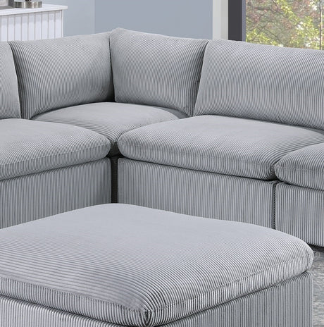 Dark Gray Color 6pc Modular Sectional Set Corduroy Upholstery Couch 3x Corner wedge 2x Armless Chairs 1x Ottoman Living Room Furniture - sold by Home Elegance USA