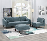 Beautiful 5pcs Modular Sectional Set 2x One Arm Chairs 2x Armless Chair 1x Ottoman Living Room Furniture Mineral Color Morgan Fabric