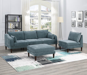 Beautiful 5pcs Modular Sectional Set 2x One Arm Chairs 2x Armless Chair 1x Ottoman Living Room Furniture Mineral Color Morgan Fabric - sold by Home Elegance USA