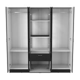 Kibo 6 Doors Armoire, One Drawer, Rod, Seven Interior Shelves, Black Wengue / White -Bedroom - sold by Home Elegance USA