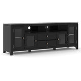 Cosmopolitan 72 inch Wide Solid Wood TV Stand in Black For TVs up to 80 inches