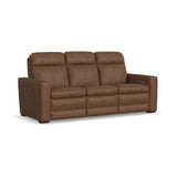 Dutch Power Reclining Sofa With Console, Power Headrest, & Lumbar - Dark Brown | Flexsteel