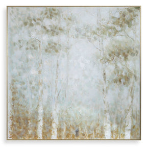 Cotton Woods Hand Painted Canvas - Light Blue / Light Brown by Uttermost - View 1