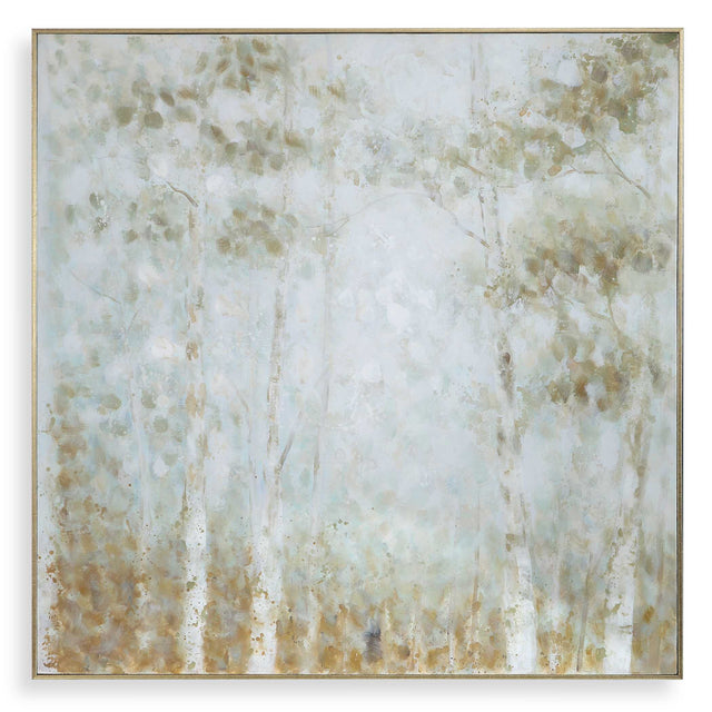 Cotton Woods Hand Painted Canvas - Light Blue / Light Brown by Uttermost - View 1