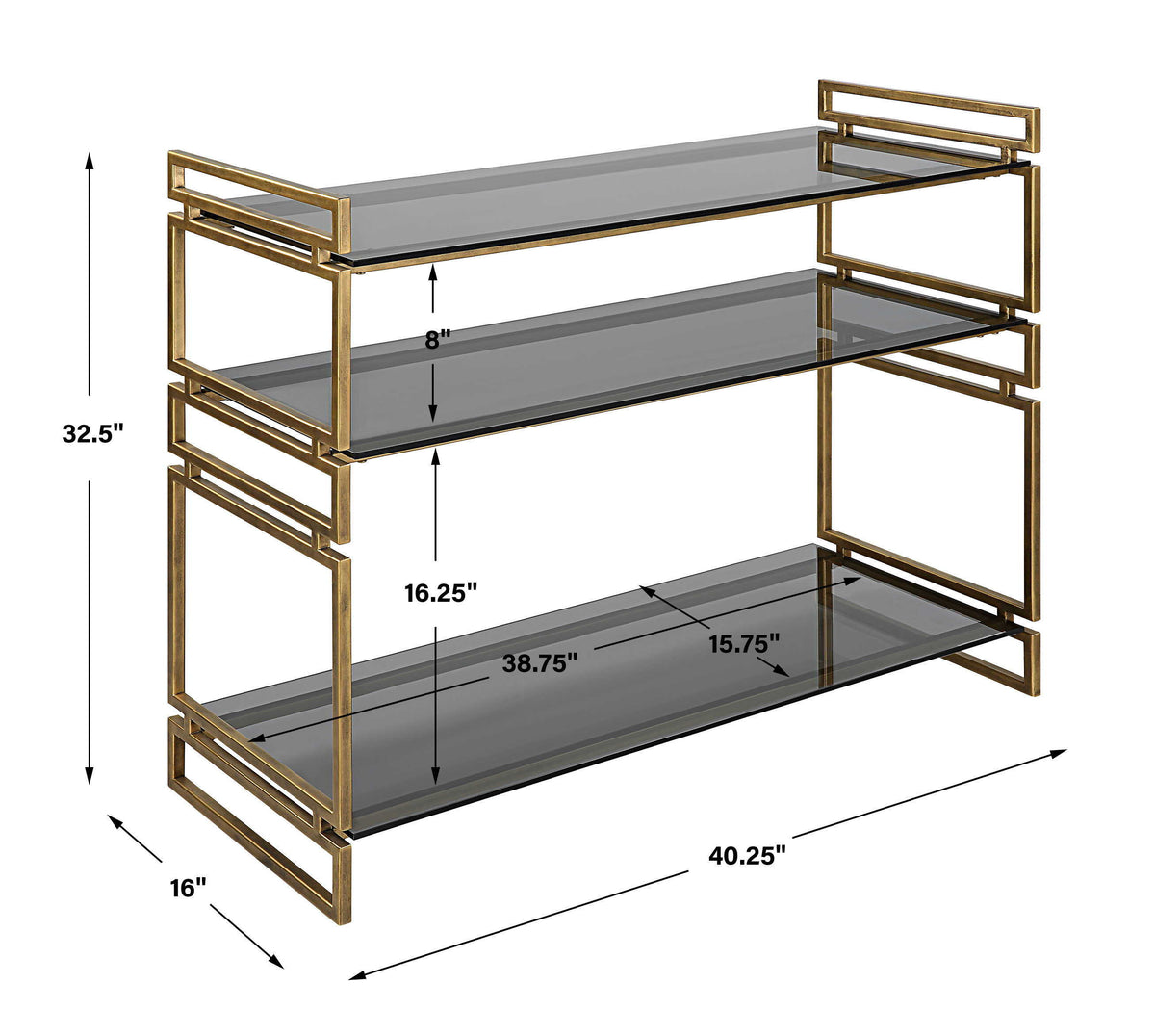 Stacked Up Glass Console Table - Gray by Uttermost - View 7