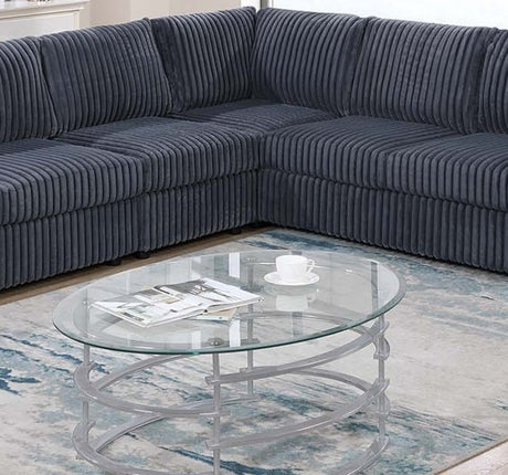 Elegant 4-Pc Sectional Set Dark Gray One Arm Loveseat Corner Wedge Armless Chair Corduroy Upholstered L-Shaped Plush Couch - sold by Home Elegance USA