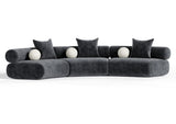 Simpson - Contemporary Dark Grey Fabric Curved Modular Sectional Sofa with Throw Pillows-3-Piece Sectional - View Image 1
