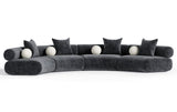 Simpson - Contemporary Dark Grey Fabric Curved Modular Sectional Sofa with Throw Pillows-4-Piece Sectional - View Image 1