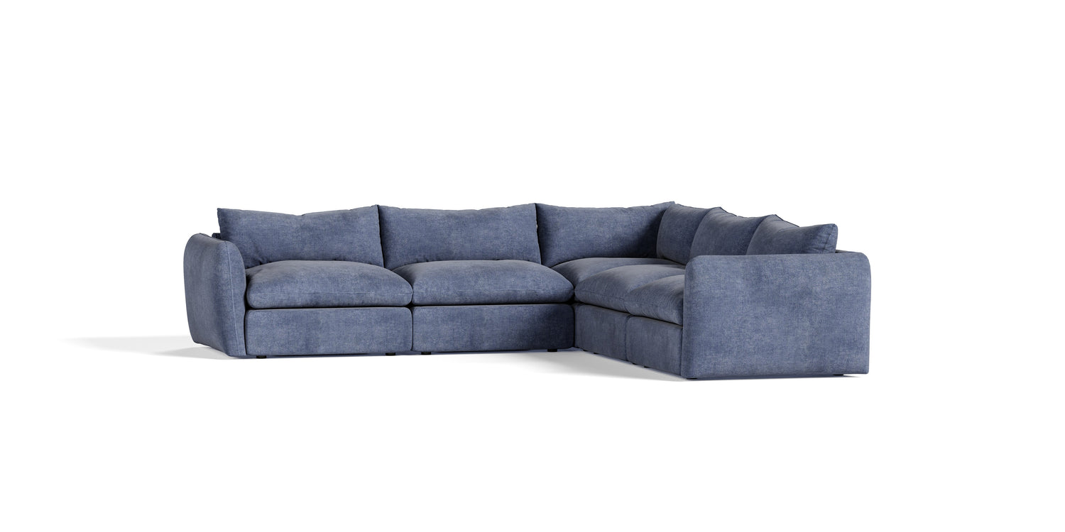 Kinsey - Modern Blue Fabric Modular Sectional Sofa-5-Piece Sectional - View Image 1