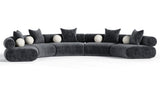 Simpson - Contemporary Dark Grey Fabric Curved Modular Sectional Sofa with Throw Pillows-5-Piece Sectional - View Image 1