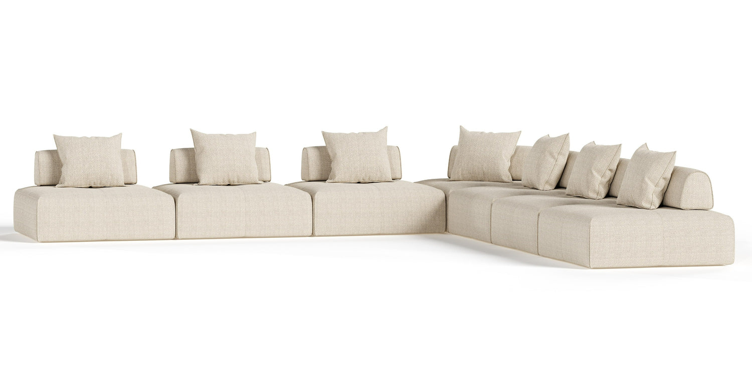 Mondo - Modern Modular Beige Fabric Sectional Sofa-7-Piece Sectional - View Image 1