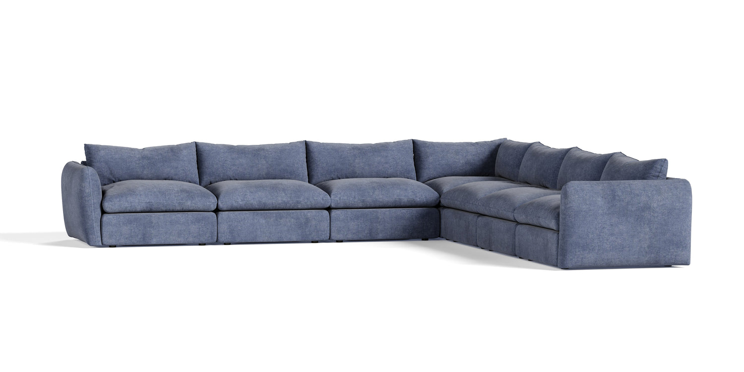 Kinsey - Modern Blue Fabric Modular Sectional Sofa-7-Piece Sectional - View Image 1